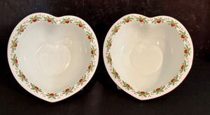 lot 33C image: Two Porsgrund Hearts and Pines Heart Shaped Bowls