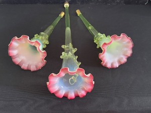 lot 14C image: Set of Three Antique Victorian Epergne Art Glass Stems