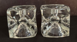 lot 23C image: Pair of Vintage 1970s Peill and Putlzer Ice Cube Candle Holders