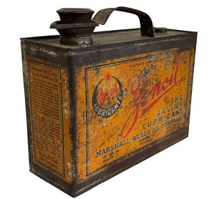 lot 5 image: Vintage Zenoil Motor Oil Half Gallon Flat Metal Can