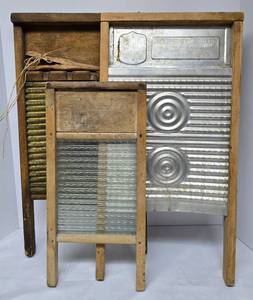 lot 499 image: Three Vintage Washboards