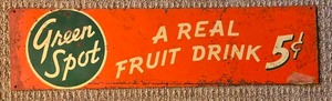 lot 508B image: Great Vintage Green Spot Fruit Drink Advertising Sign
