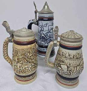 lot 519 image: Three Vintage Ceramic Hinged Steins