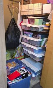 lot 531 image: Closet Full of Gift Wrap, Ribbons, Bows, Yarn & More