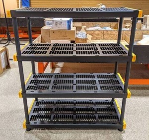 lot 17 image: Tough Shelf 55 x 48 x 20 in Resin Shelving Unit with 4 Shelves in Black & Yellow