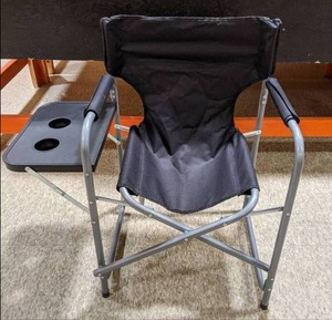 lot 88 image: New Folding Camping Chair with Side Table with Cup Holder (Black)