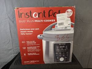 lot 76 image: New Instant Pot Duo Plus 6QT Multi-Use Pressure Cooker with Whisper-Quiet Steam Release