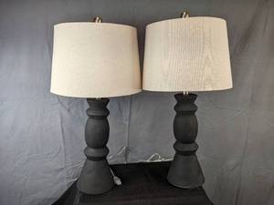lot 14 image: Pair of Black Table Lamps
