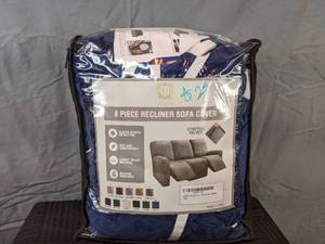 lot 119 image: New ULTICOR Velvet 8-Pieces Recliner Sofa Cover (Navy)