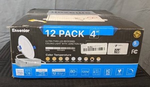 lot 26 image: 12 Pack New Ensenior 4 Inch Ultra Thin LED Recessed Ceiling Light with Junction Box Dimmable