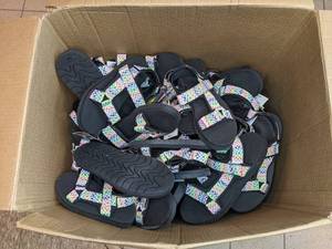 lot 15 image: 33 Pairs of Brand New Target Pride Sandals in Assorted Sizes (Kids 13 through Mens 11Womens 13)