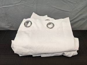 lot 166 image: Set of 2 Pairs of White Grommet Top Black Out Curtains