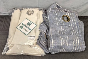 lot 213 image: 2 New Sets of Curtains 96 x 56 Navy Blue and 100 x 96 Ivory