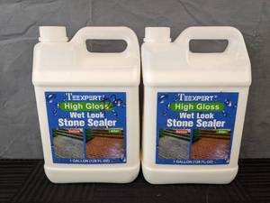 lot 91 image: New 2 TEEXPERT Wet Look Stone Sealer - 1 Gallon Natural Stone Sealer with High Gloss Finish for Floor Driveway Patio Water Resistance, Durable & Long Lasting Easy to Apply for Pavers Slate Brick Sandstone