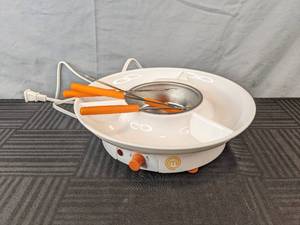 lot 231 image: MasterChef Chocolate Fondue Maker- Deluxe Electric Dessert Fountain Fondue Pot Set w 4 Forks & Party Serving Tray