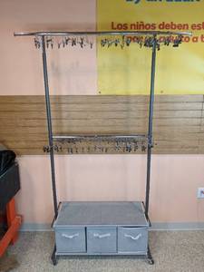 lot 227 image: 2-Tier Garment Rack with 3-Drawer Closet Organizer in Gray