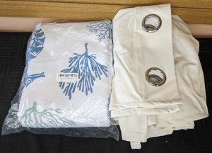 lot 204 image: 2 Sets of 52 x 84 Curtains Velvet and Beach Theme Blackout