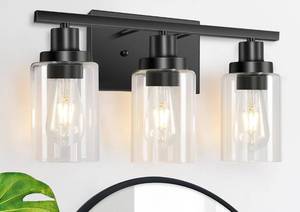 lot 314 image: New 3-Light Vanity Light, Matte Black Bathroom Lighting Fixtures