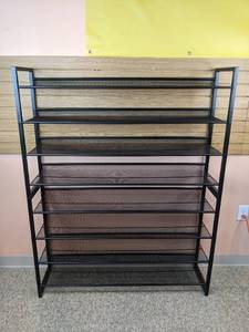 lot 19A image: 8-Tier Black Metal Shoe Rack