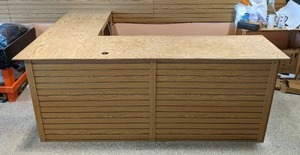 lot 329 image: Homemade L Shape Wood Retail Counter