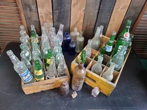 lot 55 image: Large Collection of Vintage Bottles with Wood Crates