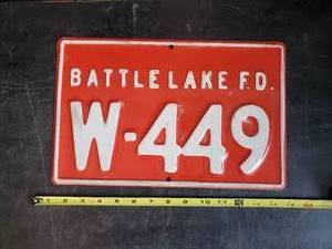 lot 64 image: Fantastic Retired Battle Lake MN Fire Number Sign