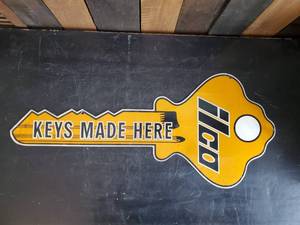lot 75 image: Super RARE Metal ILCO Key Co. Double Sided Key Sign
