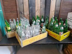 lot 95 image: Large Collection of Pop Bottles with 3 Wood Crates