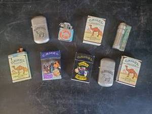 lot 8 image: 9 Vintage Collectable Camel Lighters