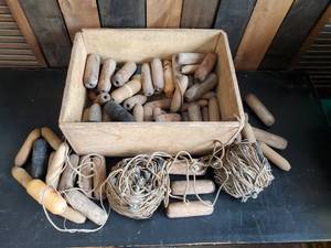 lot 42 image: Vintage Fishing Net Bouys With Lead Weights