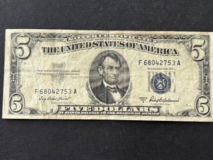 1953 A Blue Seal $5 Dollar Silver Certificate