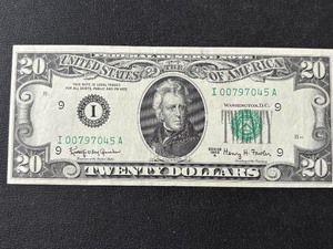 1963 A Green Seal $20 Dollar Federal Reserve Note Uncirculated