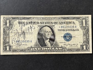1935 A Blue Seal $1 Silver Certificate Short Snorter