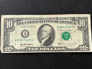 1995 Green Seal $10 Dollar Federal Reserve Note