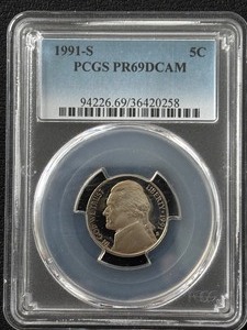 1991-S Jefferson Nickel Proof PCGS PR69 Deep Cameo