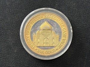 .999 Fine Silver and Gold $28 Dollar Gaming Token Aladdin