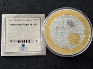 JFK Gold and Silver Layered Medallion