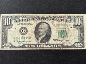1963 A Green Seal $10 Dollar Federal Reserve Note