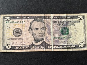 2013 Green Seal $5 Dollar Federal Reserve Note Printing Error Gutterfold