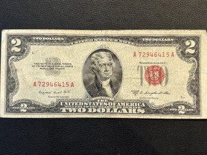 1953 B Red Seal $2 Dollar Bill