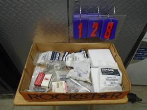 lot 128 image: Flat of engine parts. Springs, push rods & bearings. As shown.
