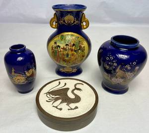 Asian Inspired Vases and Traditional Inkstone