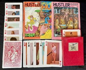 Hustler Humor Magazines from 1978 plus Knights Gallery Adult Pin Up Playing Cards