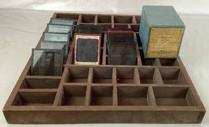 Letterpress DrawerVintage Printer Shelf and Lantern Slides