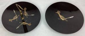 MCM Courco of Monterey Black Utiltiy Dish and Handled Tidbit Serving Tray