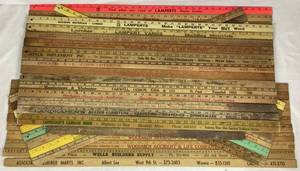 Bucket of Vintage Measuring Sticks