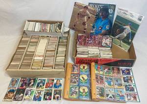 Collection of Baseball Cards with Pins and Memorabilia