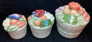 Vintage Fitz and Floyd 1988 Vegetable Garden Canister Set of 3