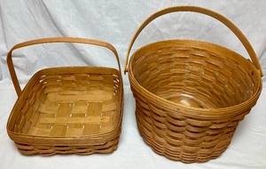 Longaberger Circle Basket 1999 13  and 2008 12 Square
