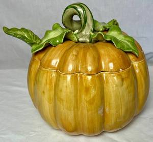 Fitz and Floyd Pumpkin Tureen with Ladle
